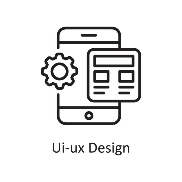 ui ux design outline icon design illustration design and development symbol on white background eps 10 file vector